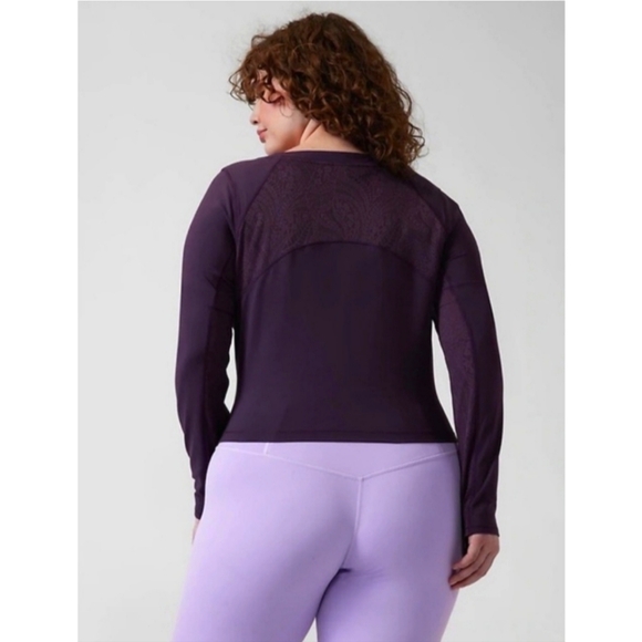 🏷️ Athleta Shanti Lace Top Deep Crocus Violet Longsleeve 3X - Picture 2 of 11